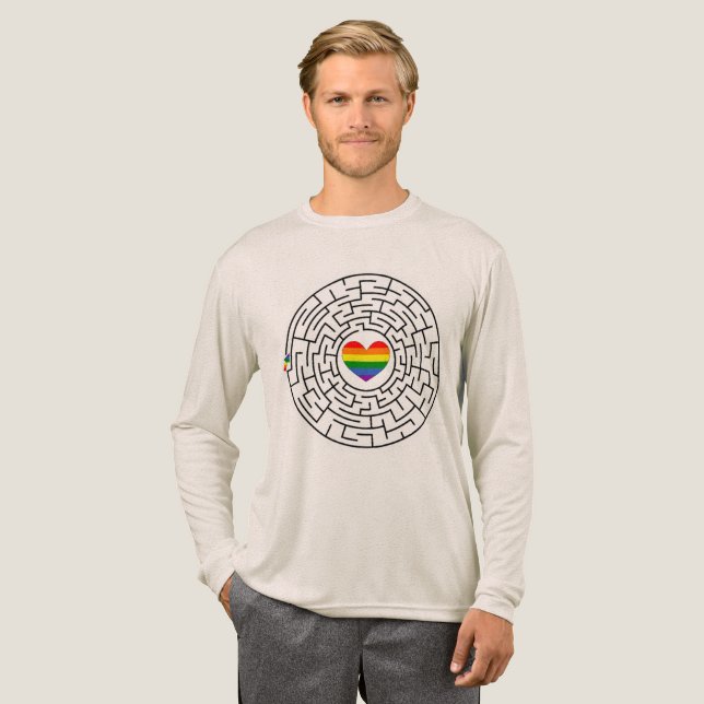 SlipperyJoe's maze encircles rainbow heart arrow m Tri-Blend Shirt (Full Front)