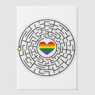 SlipperyJoe's maze encircles rainbow heart arrow m Vellum Invitations