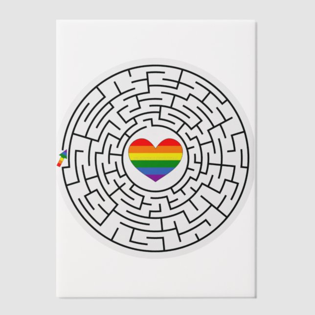 SlipperyJoe's maze encircles rainbow heart arrow m Vellum Invitations (Front)