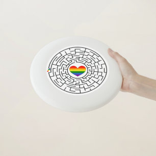 SlipperyJoe's maze encircles rainbow heart arrow m Wham-O Frisbee