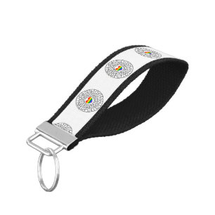 SlipperyJoe's maze encircles rainbow heart arrow m Wrist Keychain