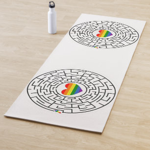 SlipperyJoe's maze encircles rainbow heart arrow m Yoga Mat