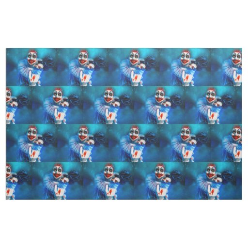 SlipperyJoe's menacing clown Happy Halloween red b Fabric