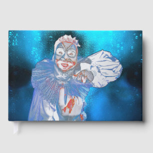 SlipperyJoe's menacing clown Happy Halloween red b Foil Guest Book