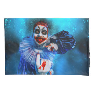SlipperyJoe's menacing clown Happy Halloween red b Pillow Case