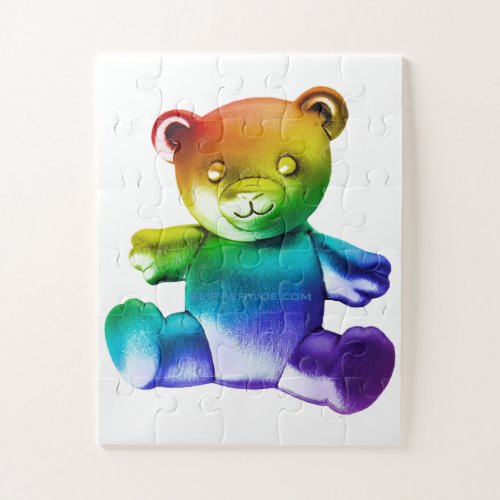 SlipperyJoes metal teddy Bear rainbow proud celeb Jigsaw Puzzle