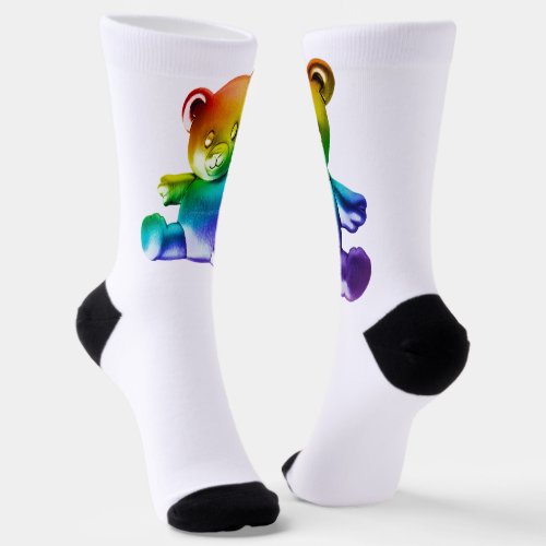 SlipperyJoes metal teddy Bear rainbow proud celeb Socks