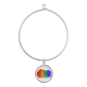 SlipperyJoe's modern pride splatter energy and col Bangle Bracelet
