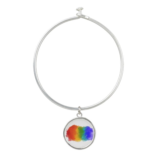 SlipperyJoe's modern pride splatter energy and col Bangle Bracelet (Front)