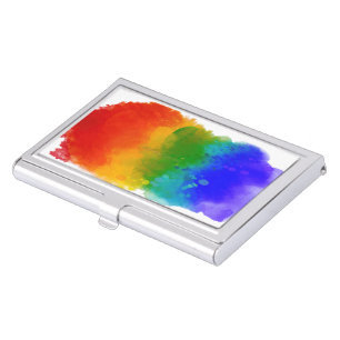 SlipperyJoe's modern pride splatter energy and col Business Card Case
