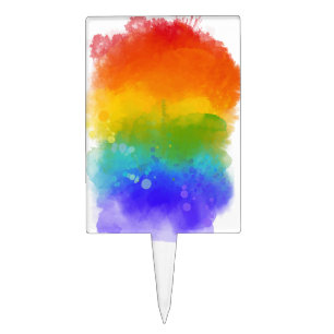 SlipperyJoe's modern pride splatter energy and col Cake Topper