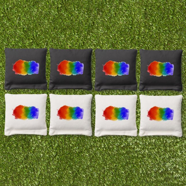 SlipperyJoe's modern pride splatter energy and col Cornhole Bags (Set)