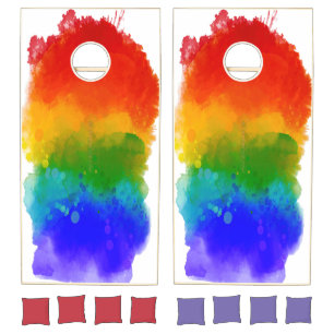 SlipperyJoe's modern pride splatter energy and col Cornhole Set
