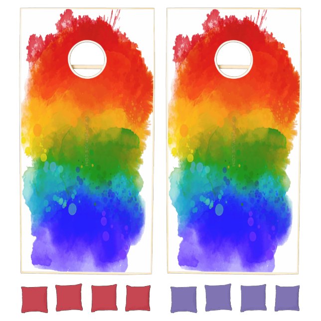 SlipperyJoe's modern pride splatter energy and col Cornhole Set (Set)