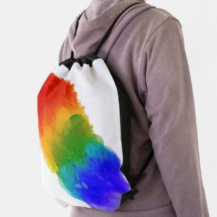 SlipperyJoe's modern pride splatter energy and col Drawstring Bag