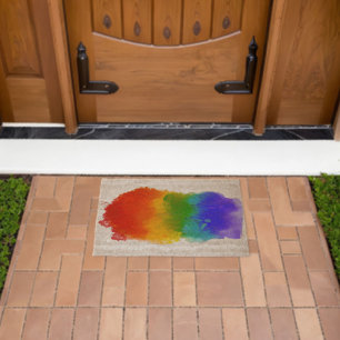 SlipperyJoe's modern pride splatter energy and col Fiber Doormat