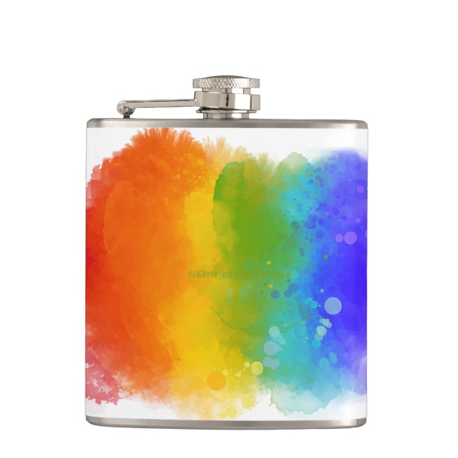 SlipperyJoe's modern pride splatter energy and col Flask (Front)