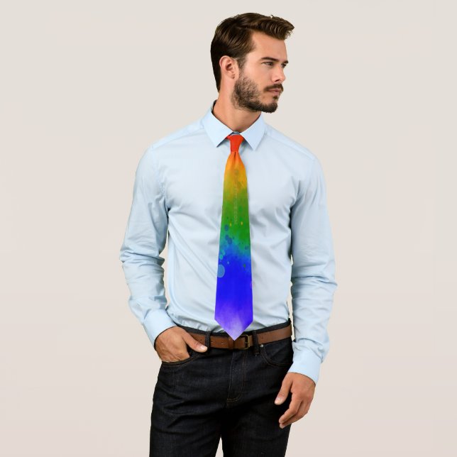 SlipperyJoe's modern pride splatter energy and col Neck Tie (In Situ)