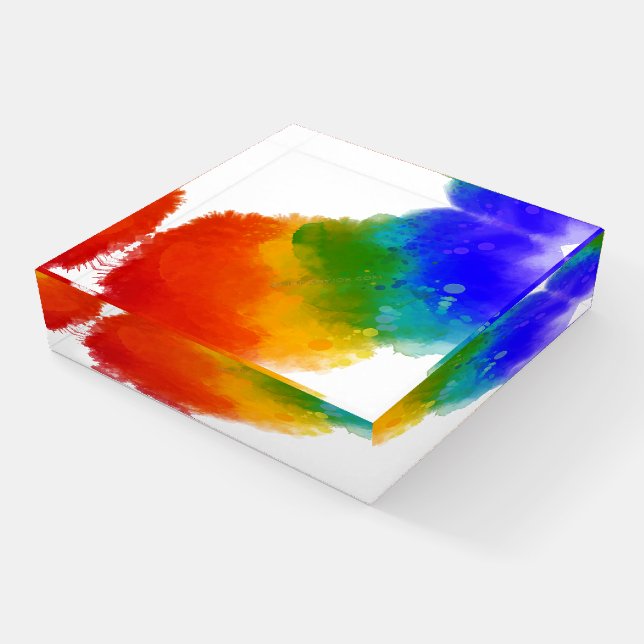 SlipperyJoe's modern pride splatter energy and col Paperweight (Angled)