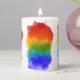 SlipperyJoe's modern pride splatter energy and col Pillar Candle