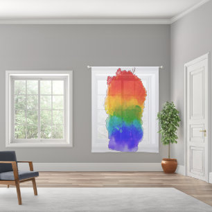SlipperyJoe's modern pride splatter energy and col Sheer Curtains