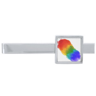 SlipperyJoe's modern pride splatter energy and col Silver Finish Tie Bar