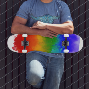 SlipperyJoe's modern pride splatter energy and col Skateboard