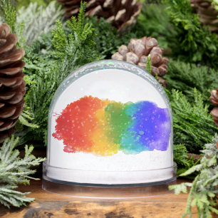 SlipperyJoe's modern pride splatter energy and col Snow Globe