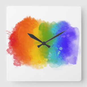 SlipperyJoe's modern pride splatter energy and col Square Wall Clock