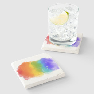 SlipperyJoe's modern pride splatter energy and col Stone Coaster