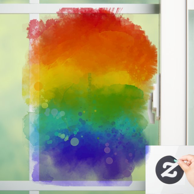 SlipperyJoe's modern pride splatter energy and col Window Cling (Home)
