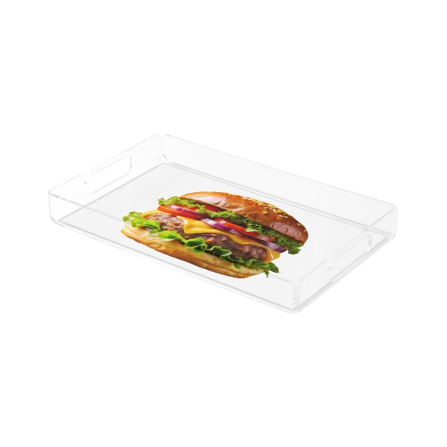 SlipperyJoe's mouthwatering cheeseburger crispy ba Acrylic Tray (Angled)