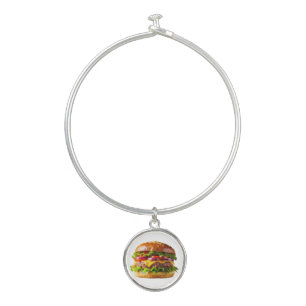 SlipperyJoe's mouthwatering cheeseburger crispy ba Bangle Bracelet