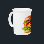 SlipperyJoe's mouthwatering cheeseburger crispy ba Beverage Pitcher<br><div class="desc">SlipperyJoe's mouthwatering cheeseburger crispy bacon strips layered savoriness onions pickles thinly sliced tomato slice leafy lettuce melted cheddar juicy beef patty juicy flame-grilled smothered patty top bun golden brown sesame-seeds gay pride gifts LGBTQIA artistic classic Americana comfort food green red yellow vibrant colors</div>