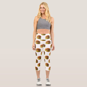 SlipperyJoe's mouthwatering cheeseburger crispy ba Capri Leggings