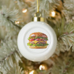 SlipperyJoe&#39;s mouthwatering cheeseburger crispy ba Ceramic Ball Christmas Ornament