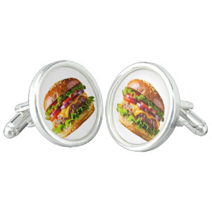 SlipperyJoe's mouthwatering cheeseburger crispy ba Cufflinks