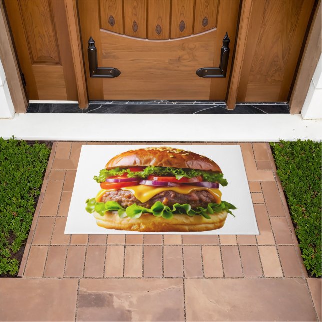 SlipperyJoe's mouthwatering cheeseburger crispy ba Doormat (Outdoor)