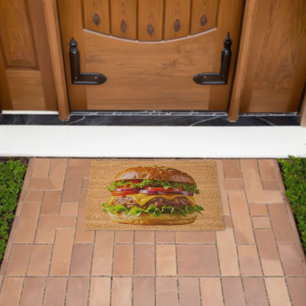 SlipperyJoe's mouthwatering cheeseburger crispy ba Fiber Doormat