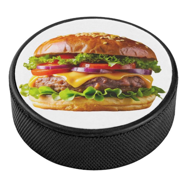 SlipperyJoe's mouthwatering cheeseburger crispy ba Hockey Puck (3/4)