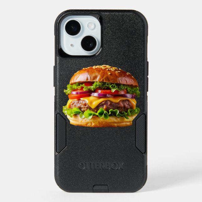 SlipperyJoe's mouthwatering cheeseburger crispy ba iPhone 15 Case (Back)