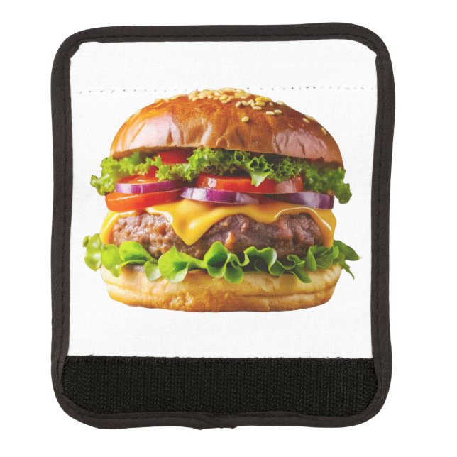 SlipperyJoe's mouthwatering cheeseburger crispy ba Luggage Handle Wrap (Front)