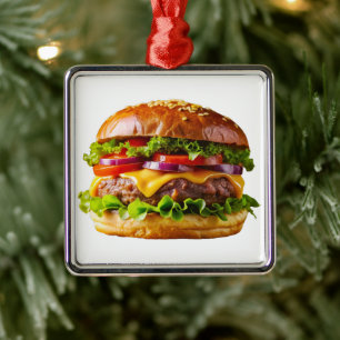 SlipperyJoe's mouthwatering cheeseburger crispy ba Metal Ornament