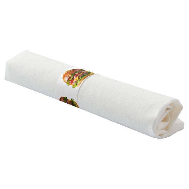 SlipperyJoe's mouthwatering cheeseburger crispy ba Napkin Bands (Angled)