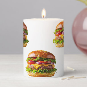 SlipperyJoe's mouthwatering cheeseburger crispy ba Pillar Candle