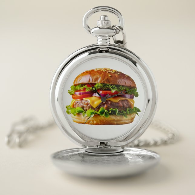SlipperyJoe's mouthwatering cheeseburger crispy ba Pocket Watch (Inside)
