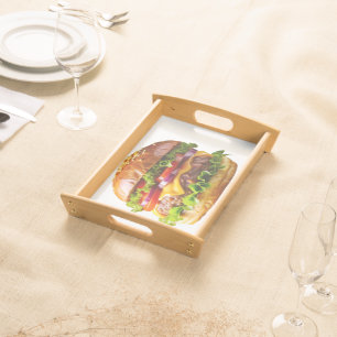 SlipperyJoe's mouthwatering cheeseburger crispy ba Serving Tray