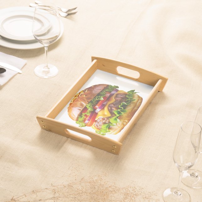 SlipperyJoe's mouthwatering cheeseburger crispy ba Serving Tray (Front)