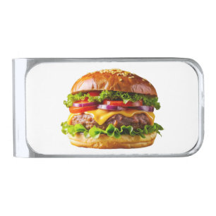 SlipperyJoe's mouthwatering cheeseburger crispy ba Silver Finish Money Clip