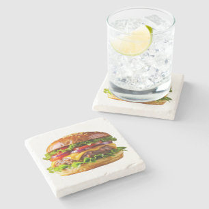 SlipperyJoe's mouthwatering cheeseburger crispy ba Stone Coaster